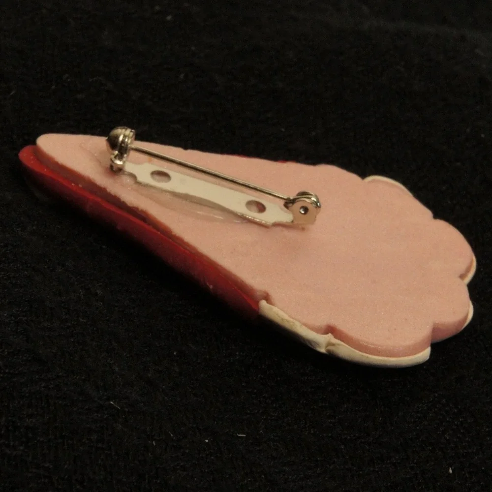 Vintage‎ Santa Claus Brooch Christmas Pin Ceramic Holiday Red Hat Cute